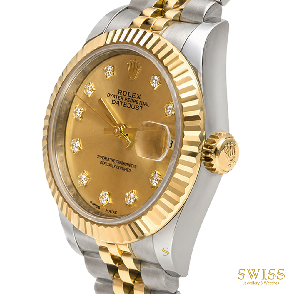 Rolex Lady-Datejust 28mm Yellow Rolesor Champagne Diamond Dial