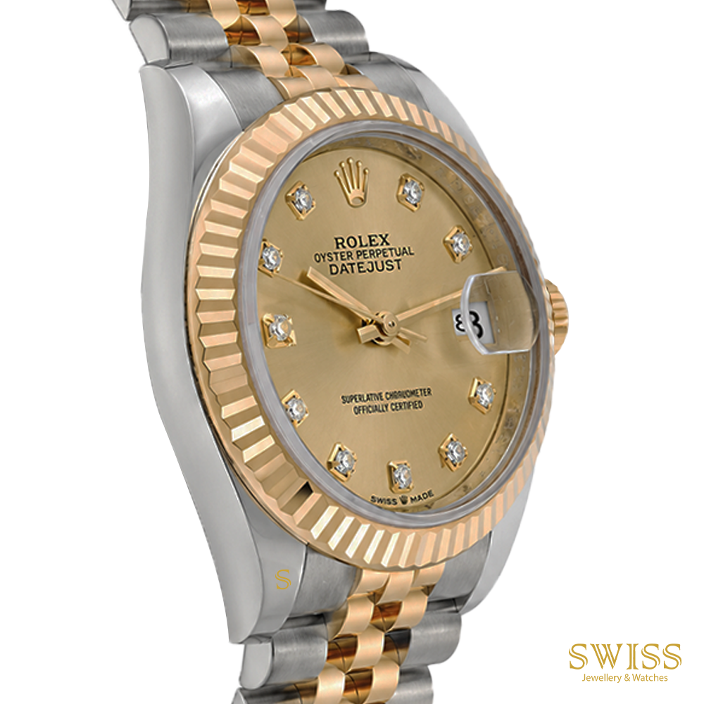 Rolex Lady-Datejust 28mm Yellow Rolesor Champagne Diamond Dial