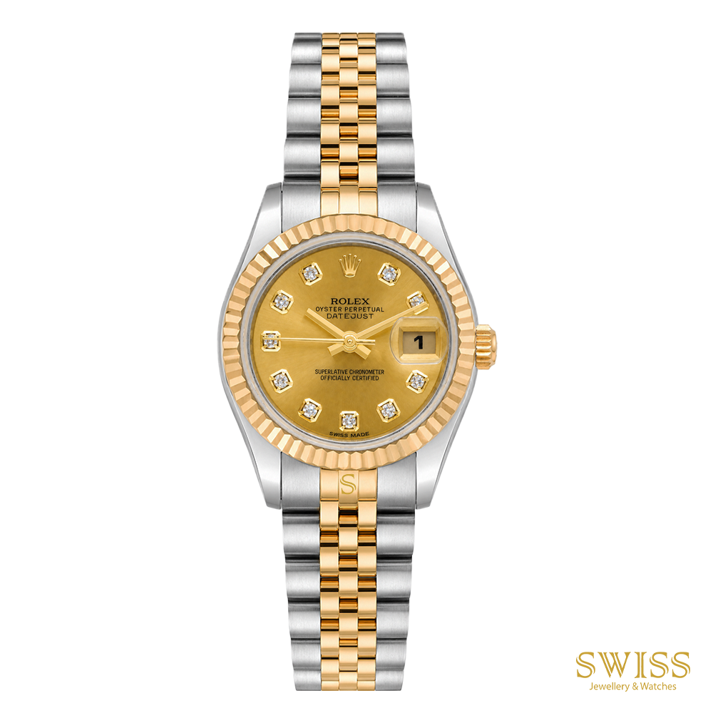 Rolex Lady-Datejust 26 Yellow Rolesor Champagne Diamond Dial
