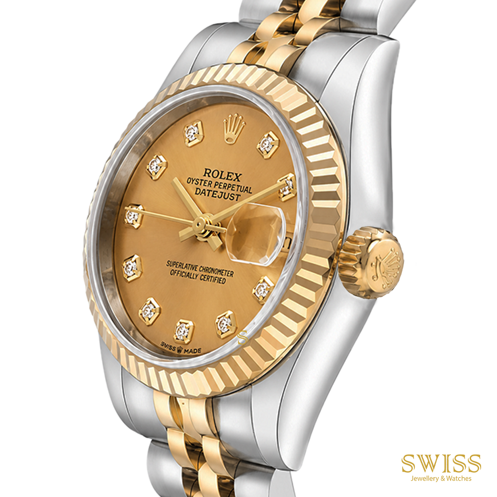 Rolex Lady-Datejust 26 Yellow Rolesor Champagne Diamond Dial