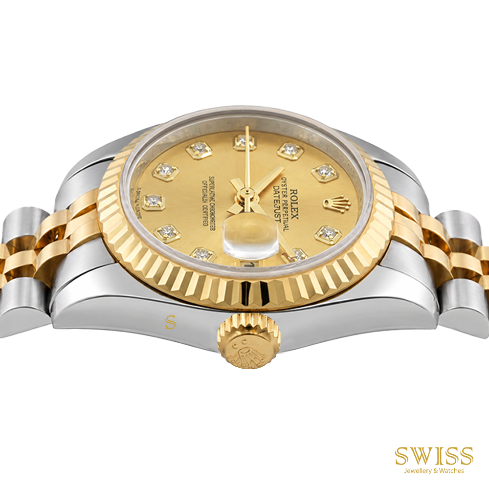 Rolex Lady-Datejust 26 Yellow Rolesor Champagne Diamond Dial