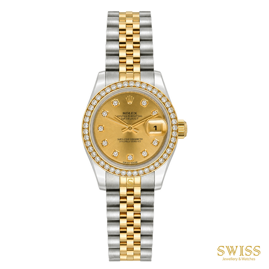 Rolex Lady-Datejust 26 Yellow Rolesor Champagne Diamond Dial