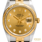Rolex Datejust 36 Yellow Rolesor Champagne Diamond Dial