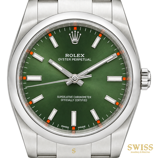 Rolex Oyster Perpetual 34 Olive Green Dial Steel Watch