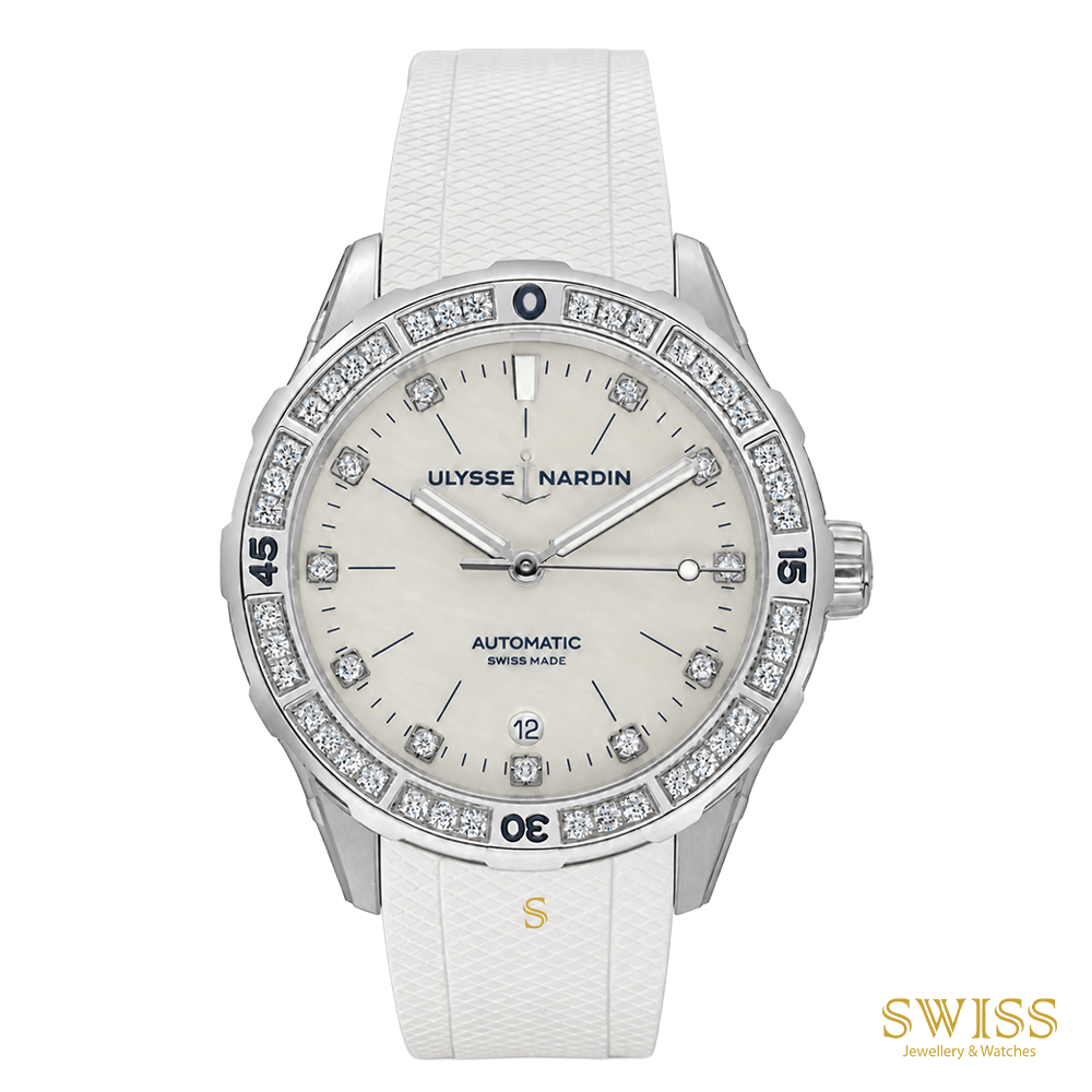 Ulysse Nardin Lady Diver 39mm Diamond Bezel Mother-of-Pearl Dial Watch