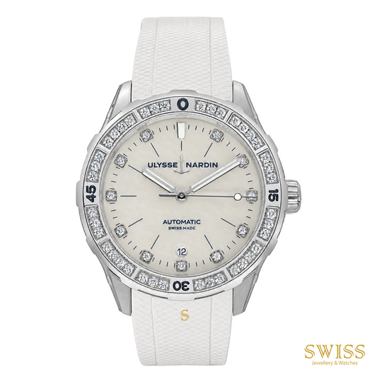 Ulysse Nardin Lady Diver 39mm Diamond Bezel Mother-of-Pearl Dial Watch