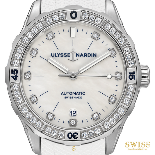 Ulysse Nardin Lady Diver 39mm Diamond Bezel Mother-of-Pearl Dial Watch