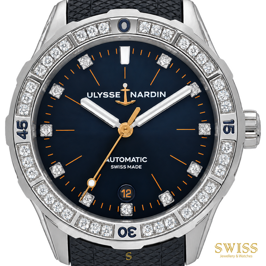 Ulysse Nardin Lady Diver 39mm Diamond Bezel Deep Blue Dial Watch