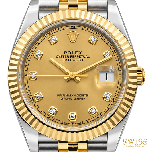 Rolex Datejust 41 Yellow Rolesor Champagne Diamond Dial