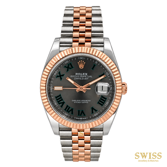 Datejust 41 Everose Rolesor Slate Grey Wimbledon Dial