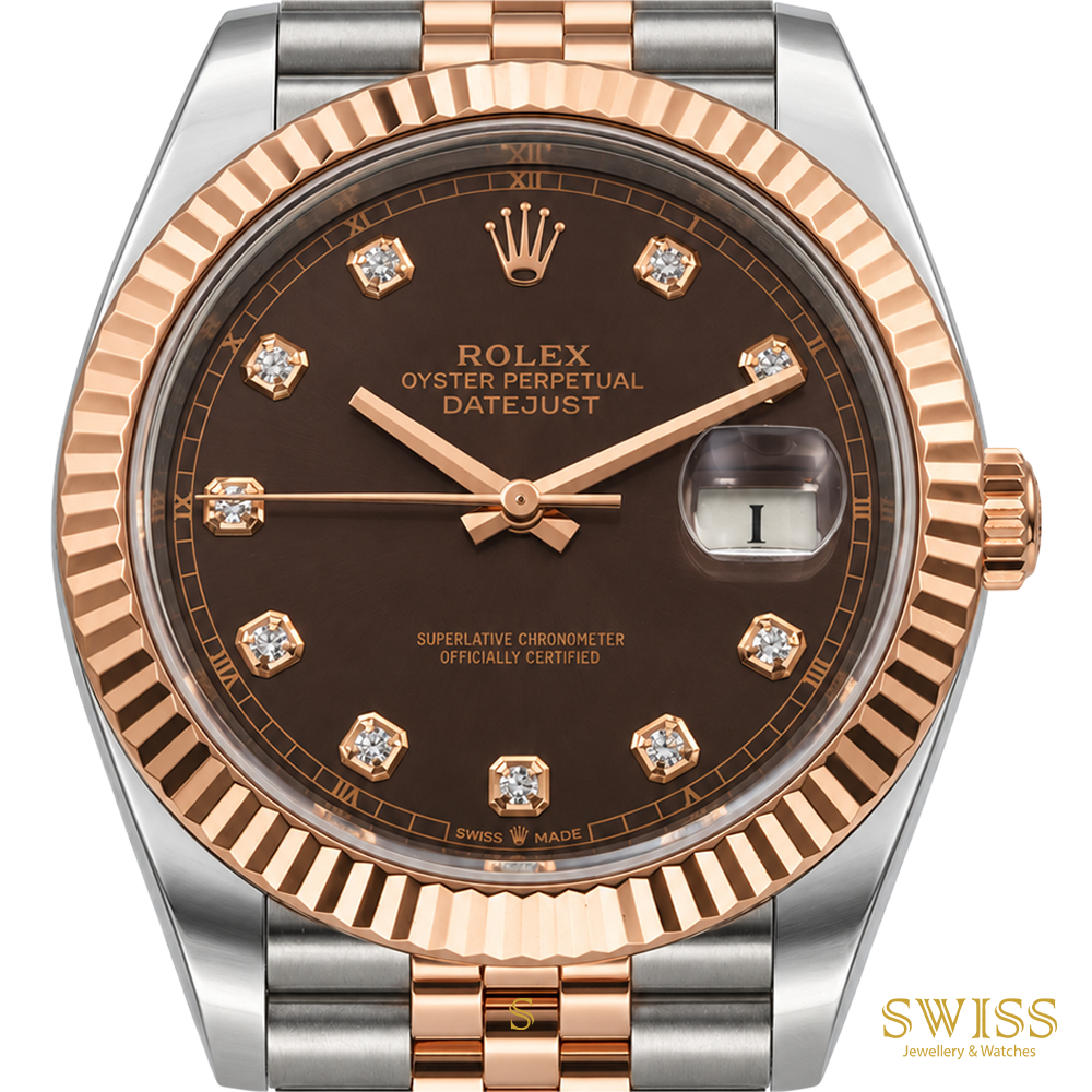 Rolex Datejust 41 Everose Rolesor Chocolate Diamond Dial
