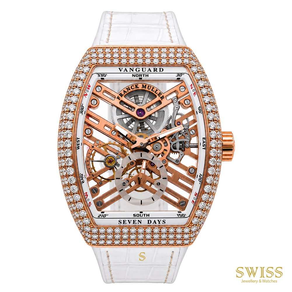 Franck Muller Vanguard Skeleton Diamond Rose Gold Watch