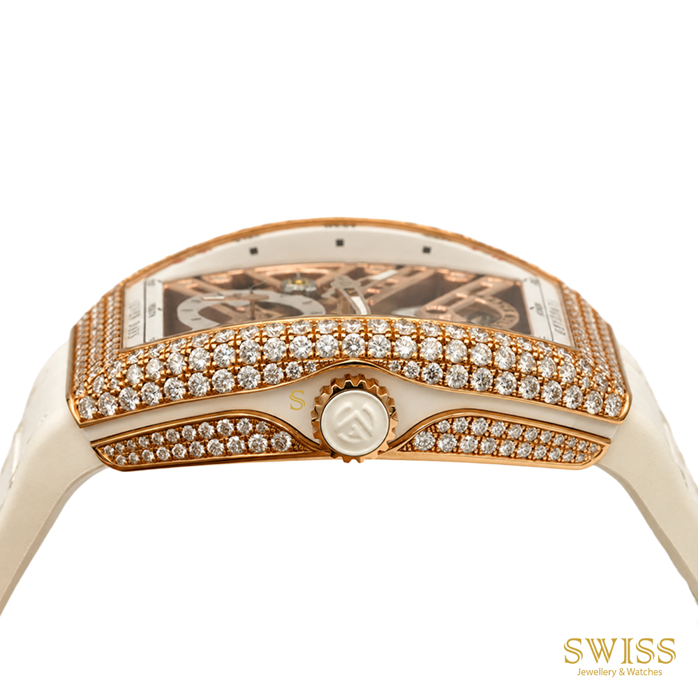 Franck Muller Vanguard Skeleton Diamond Rose Gold Watch