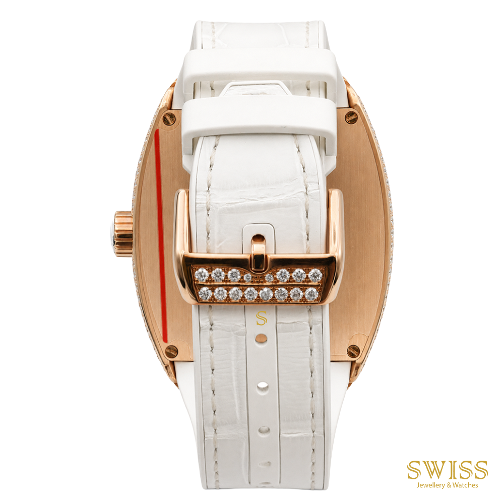 Franck Muller Vanguard Diamond Rose Gold White Dial Watch