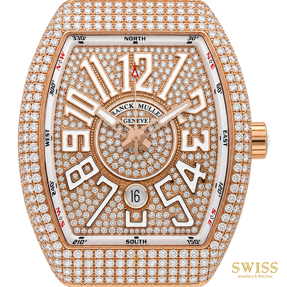 Franck Muller Vanguard Full Diamond Rose Gold Luxury Watch