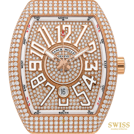 Franck Muller Vanguard Full Diamond Rose Gold Luxury Watch