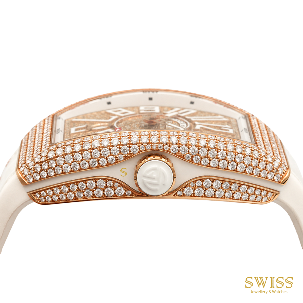 Franck Muller Vanguard Full Diamond Rose Gold Luxury Watch
