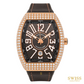 Franck Muller Vanguard Diamond Brown Dial Rose Gold Watch