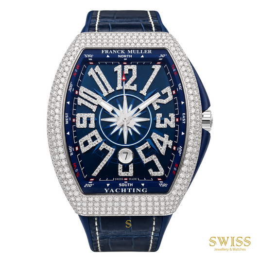 Franck Muller Vanguard Yachting Diamond Blue Steel Watch