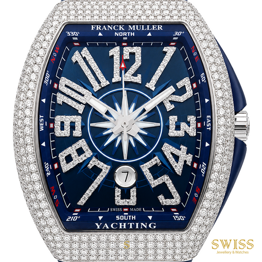 Franck Muller Vanguard Yachting Diamond Blue Steel Watch