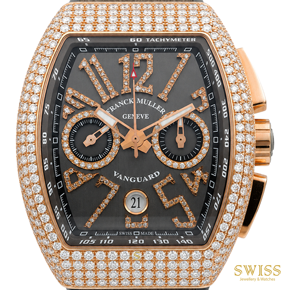 Franck Muller Vanguard Chronograph Diamond Brown Dial Watch