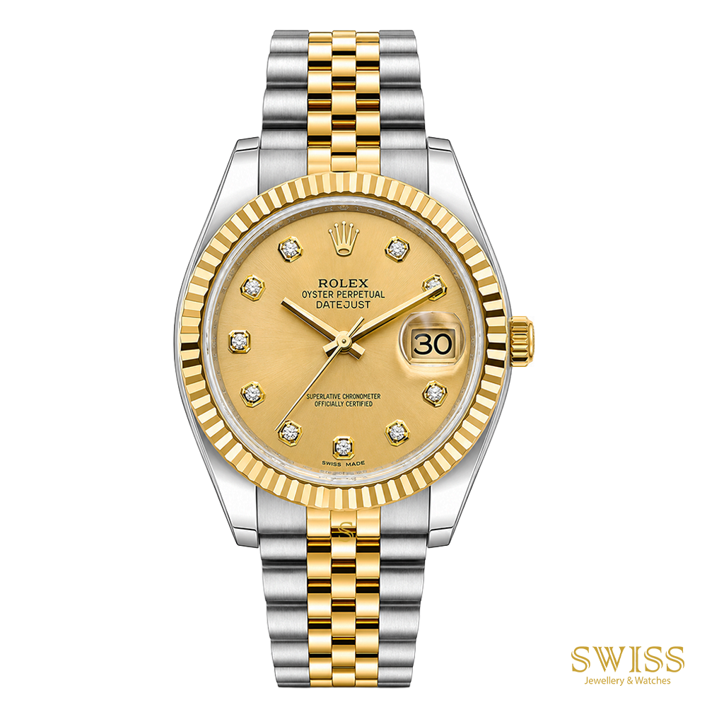 Rolex Datejust 36 Champagne Diamond Dial Watch