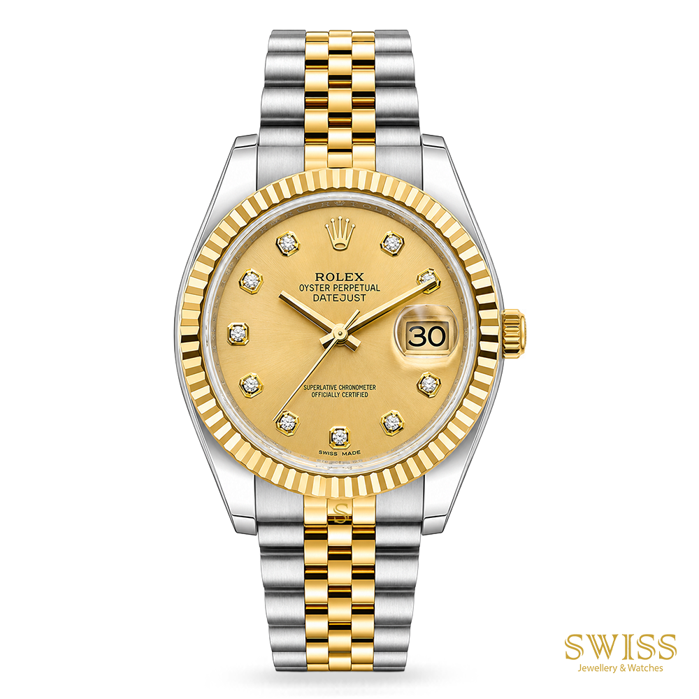 Rolex Datejust 36 Champagne Diamond Dial Watch
