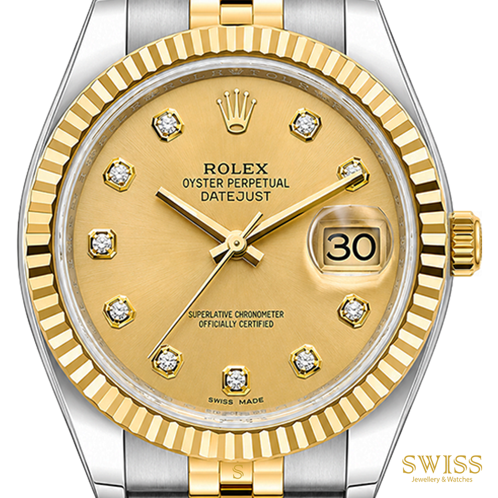 Rolex Datejust 36 Champagne Diamond Dial Watch