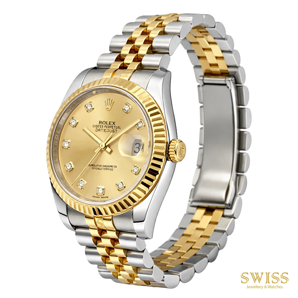 Rolex Datejust 36 Champagne Diamond Dial Watch