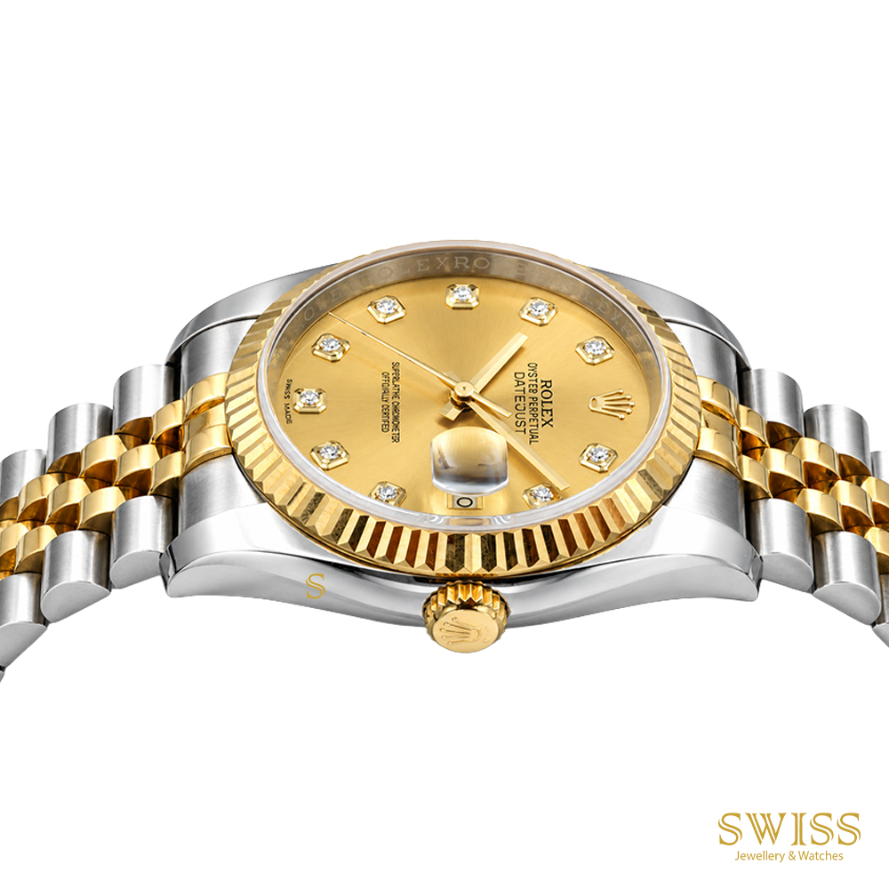 Rolex Datejust 36 Champagne Diamond Dial Watch