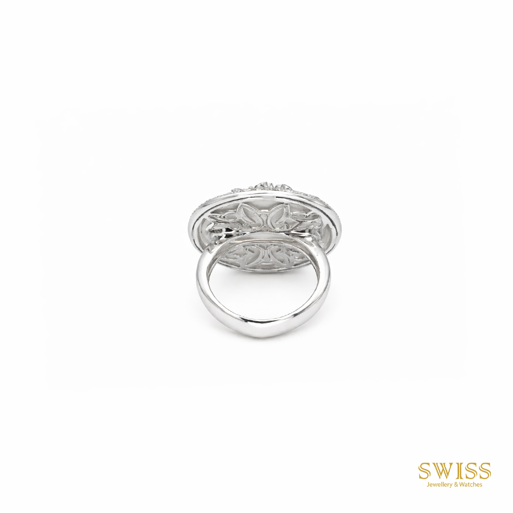 Multicolor Butterfly Diamond Dome Ring 18K White Gold